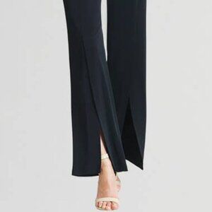 Kick Front High Slit Pant: Black